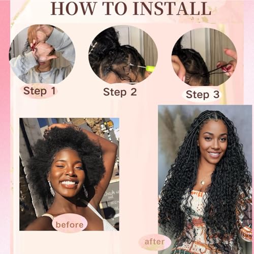 Human Braiding Hair For Boho Braids 100g Deep Wave Bulk Human Hair for Braiding 12A No Weft Curly Human Hair Extensions Wet and Wavy Boho Hair for Braiding 2 Bundles/Pack (1B-Deep Wave, 22 Inch)