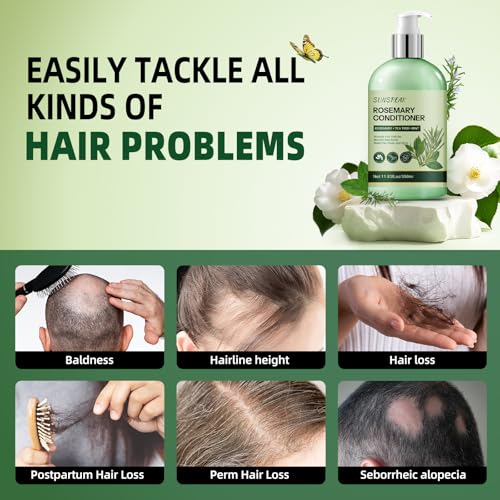 Rosemary Conditioner for Hair Growth: Thickening Moisturizing Conditioner for Men & Women with Mint Tea Tree Oil Biotin - Strengthening Formula for Anti-Hair Loss & Thinning Hair & Frizz-Control