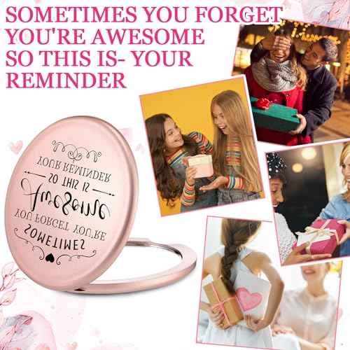 Soaoo 24 Set Inspirational Compact Mirror Sometimes You Forget Your Awesome Gifts Bulk for Women Appreciation Pocket Compact Mirrors for Christmas Employee Coworker Wedding Bridal Shower Gift