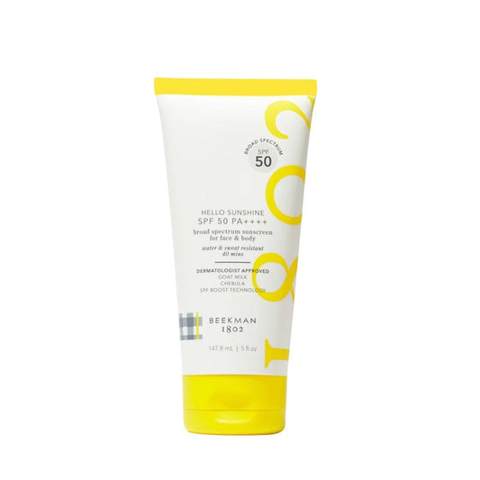 Beekman 1802 Hello Sunshine SPF 50 PA ++++ - Sunscreen for Face & Body - 5.0 fl. oz - Reduces Fine Lines & Protects Against Sun Damage - Good for Sensitive Skin - Cruelty Free - Reef Safe
