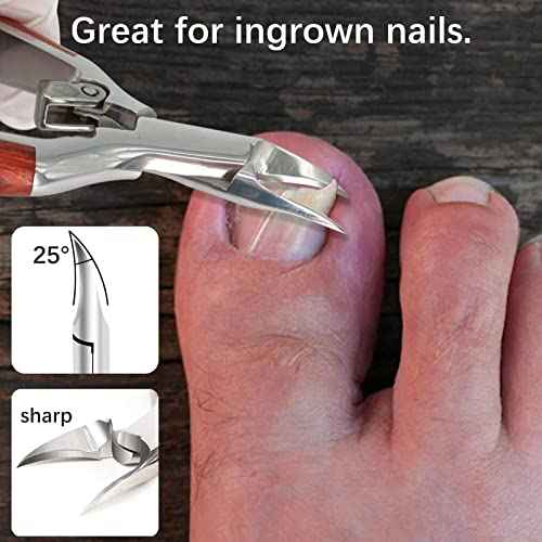 Podiatrist Toenail Clippers for Ingrown&Thick Toenails, alicates para u?as de pies, Luxury Wooden Handle Nail Clippers, Professional Toenail Cutter for Seniors, Men, Women