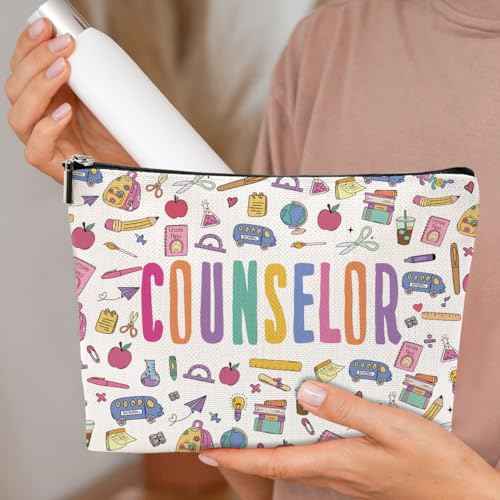 Inspirational Counselor Gifts Cosmetic Bag Counseling Office Must Haves Makeup Bag Appreciation Retirement Gifts for Women Friend Counselor Therapist Teacher Coworker Birthday Christmas Makeup Pouch