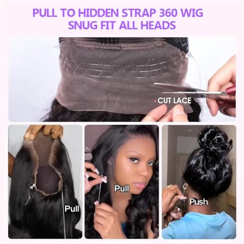 Body Wave Lace Front Wigs Human Hair Invisible Strap 360 HD Lace Front Wigs Human Hair Pre Plucked Drawstring 360 Lace Frontal Wig 180 Density Glueless Wigs Human Hair for Women 20 Inch