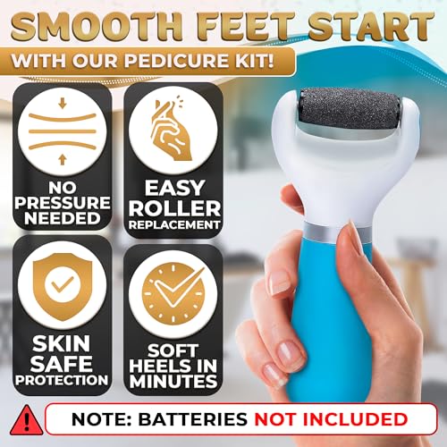 Foot Callus Remover Tool | Batteries Not Included ? High-Speed Foot Grinder with Easy-to-Replace Roller ? On-The-Go Electric Callus Remover for Feet | Pedicure Tools for Feet Smoothing