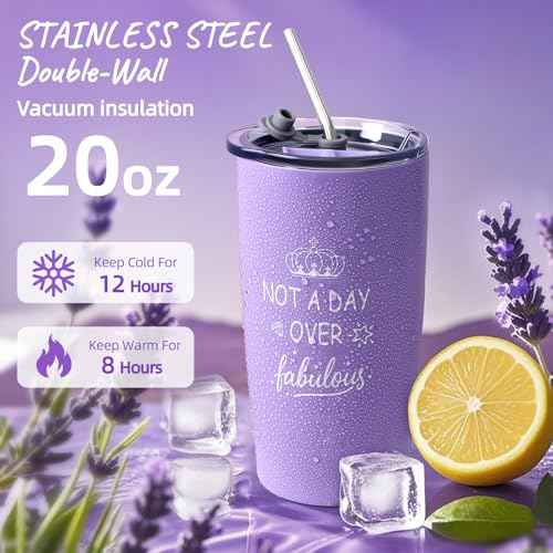 Golray Lavender Gifts for Women Friendship Gift Basket, Purple Dream Healing Fireless Aromatherapy/Thermos Set, 30th 40th 50th Women Self Care Spa Birthday Christmas Gifts for Her Sister Mom