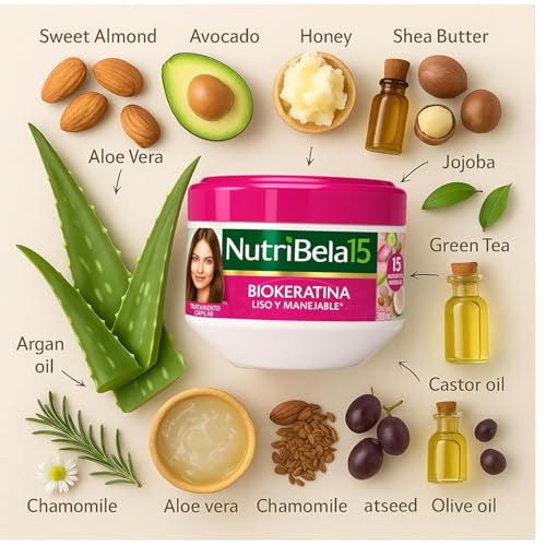 NutriBela 15 Biokeratina - Yahve Hair Treatment, Smooth & Manageable, with 15 Natural Ingredients, 300 ml