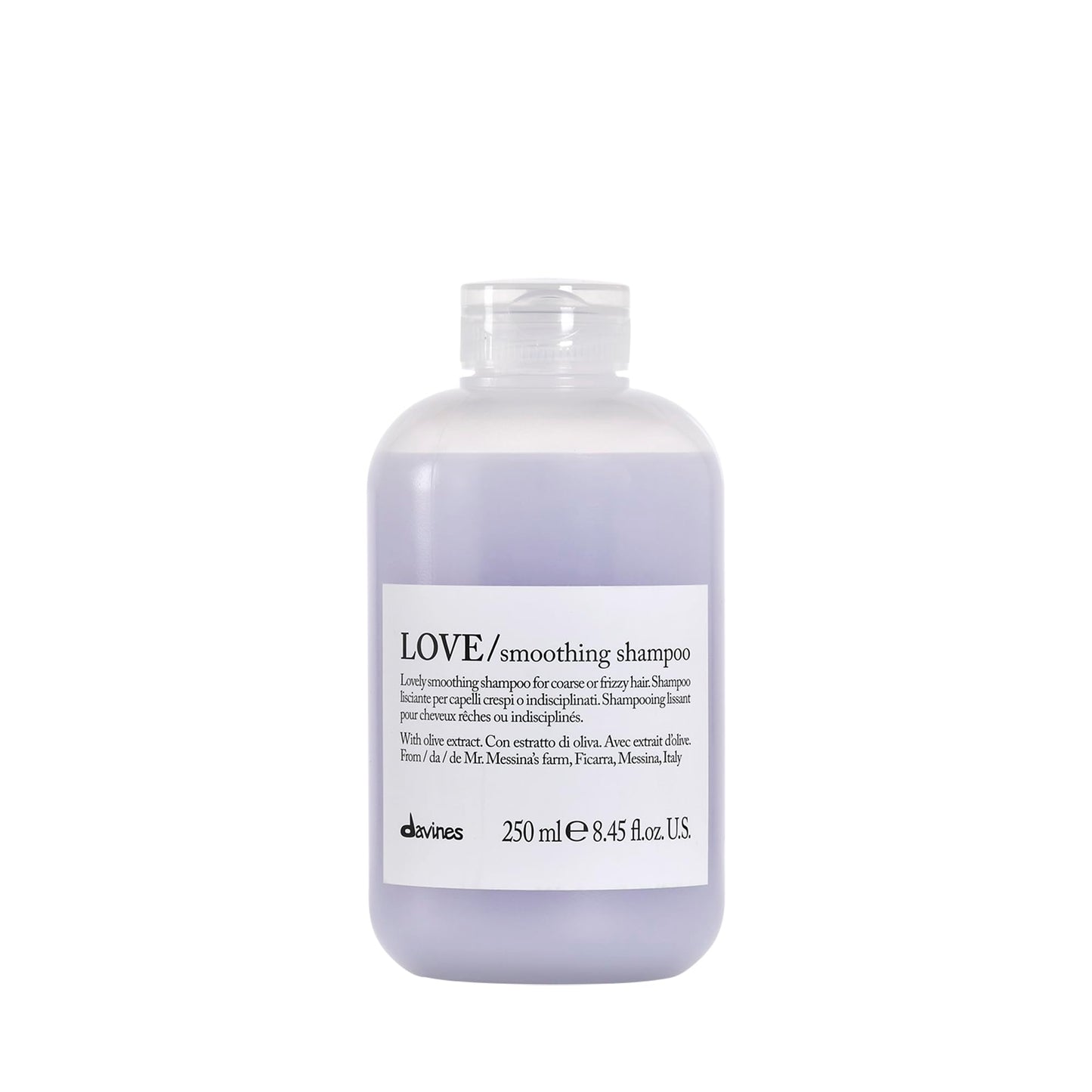 Davines LOVE Smoothing Shampoo, Taming Anti-Frizz Gentle Cleansing Action for Wavy, Unruly, Coarse Hair - Gives Shine, Elasticity, Softness, and a Sleek Smooth Look with Olive Extract, 8.45 Fl Oz