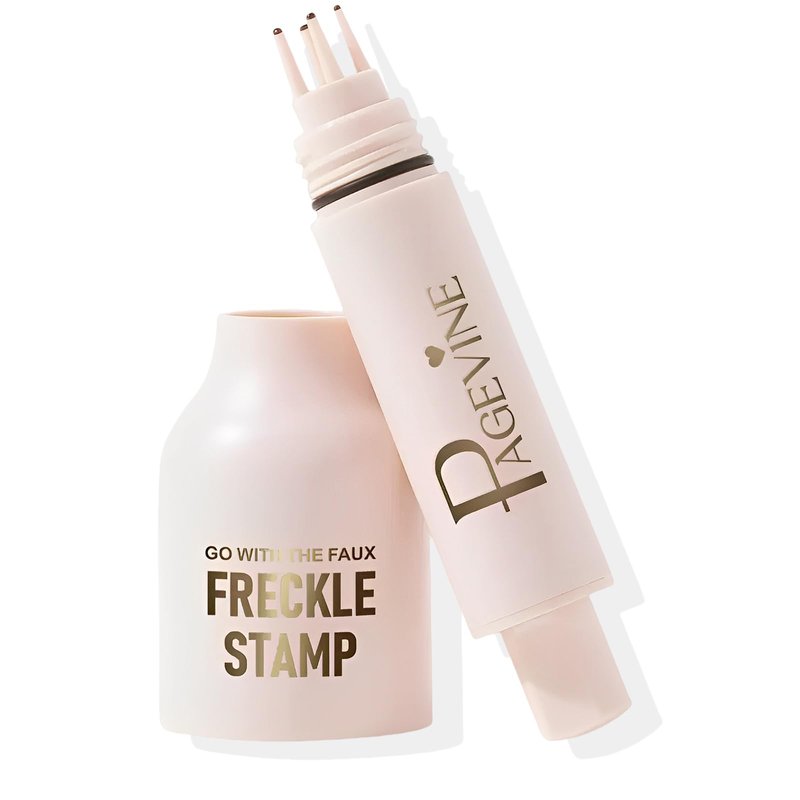 Freckle Stamp Pen,Fake Freckles Stain Marker Pencil Tool for Natural and Lifelike Sunkissed Face Freckle Makeup for Waterproof and Long-Lasting,Quick Dry 5-Point Faux Freckle Stamp Cushion, 01 Light