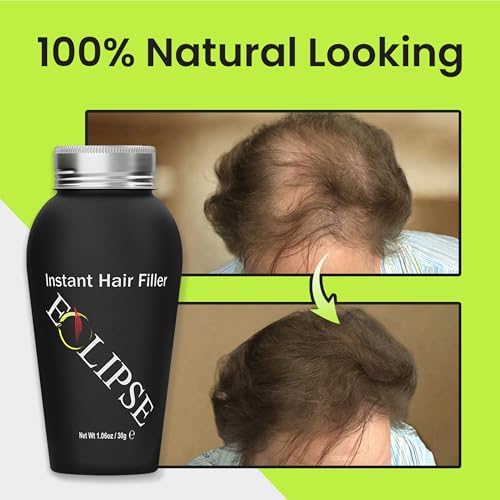ECLIPSE Hair Fibers Dark Brown for Thinning Hair for Women & Men to Conceal Hair Loss in 15 Seconds - 100% Undetectable Hair Building Fibers, 15g