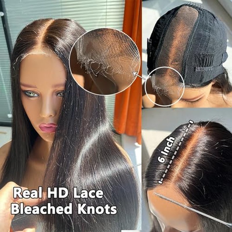 2 by 6 Kim K Glueless Wigs Human Hair Pre Plucked Easy Cut Middle Part Preference Human Hair wig 180% Wear and Go Wigs for Black Women (2¡¿6 black, 26 inch)