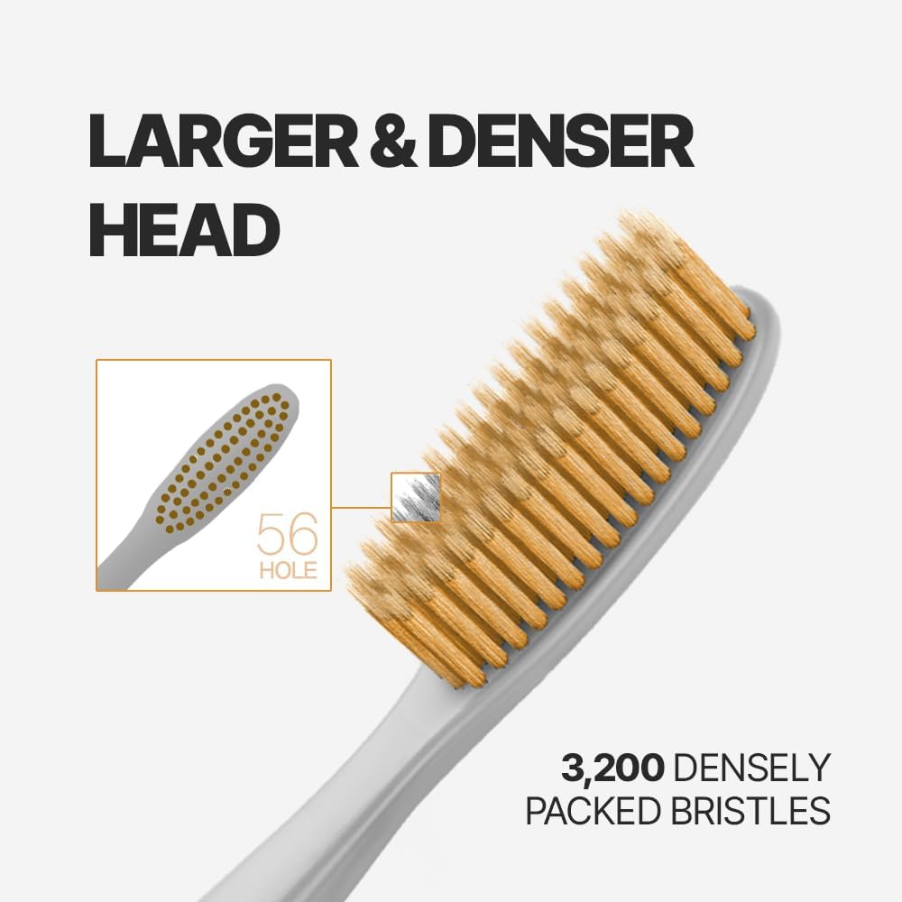 Mini Gold Toothbrush - Extra Soft Large Head with 3,200 Ultra-Fine Bristles | Ideal for Sensitive Gums | 10 Pack