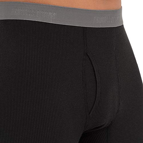 Fruit of the Loom mens Recycled Premium Waffle Thermal Underwear Long Johns (1, 2, 3, and 4 Packs) Pajama Bottom, Greystone Heather/Greystone Heather/Black, XX-Large US