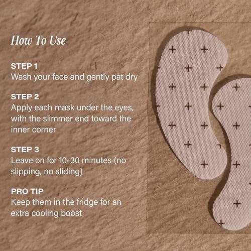 + Lux Unfiltered Cooling Under Eye Patches - Anti-Slip Caffeine Infused Korean Eye Mask - Reduces Puffiness, Brightens, & Hydrates Skin - Fragrance Free, Vegan, & Cruelty Free - 10 Count