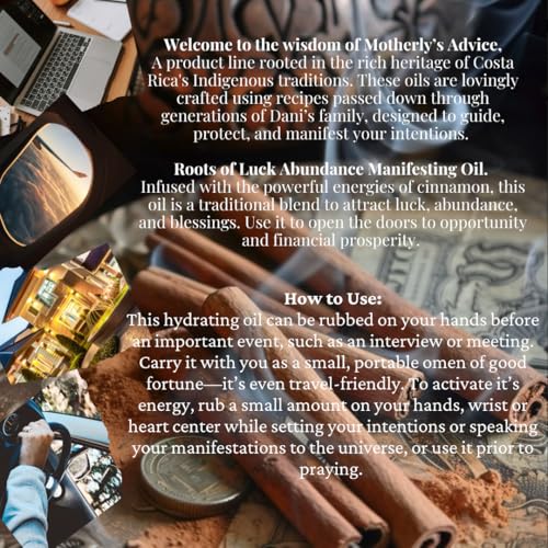 Motherly Advice: Roots of Luck Manifesting Oil- by Dani's Karma- Attracts Money, Abundance & Luck, Protection