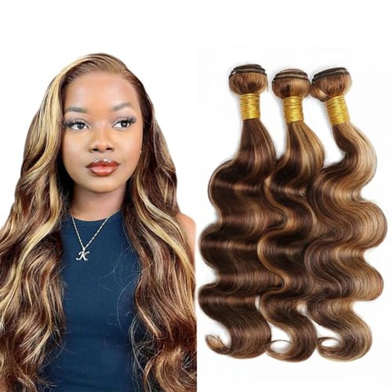 4/27 Human Hair Bundles Ombre Body Wave Bundles Healthy And Soft 12 14 16 Inch Unprocessed Remy Hair Extensions Highlight Honey Blonde for women 3pcs/set deals