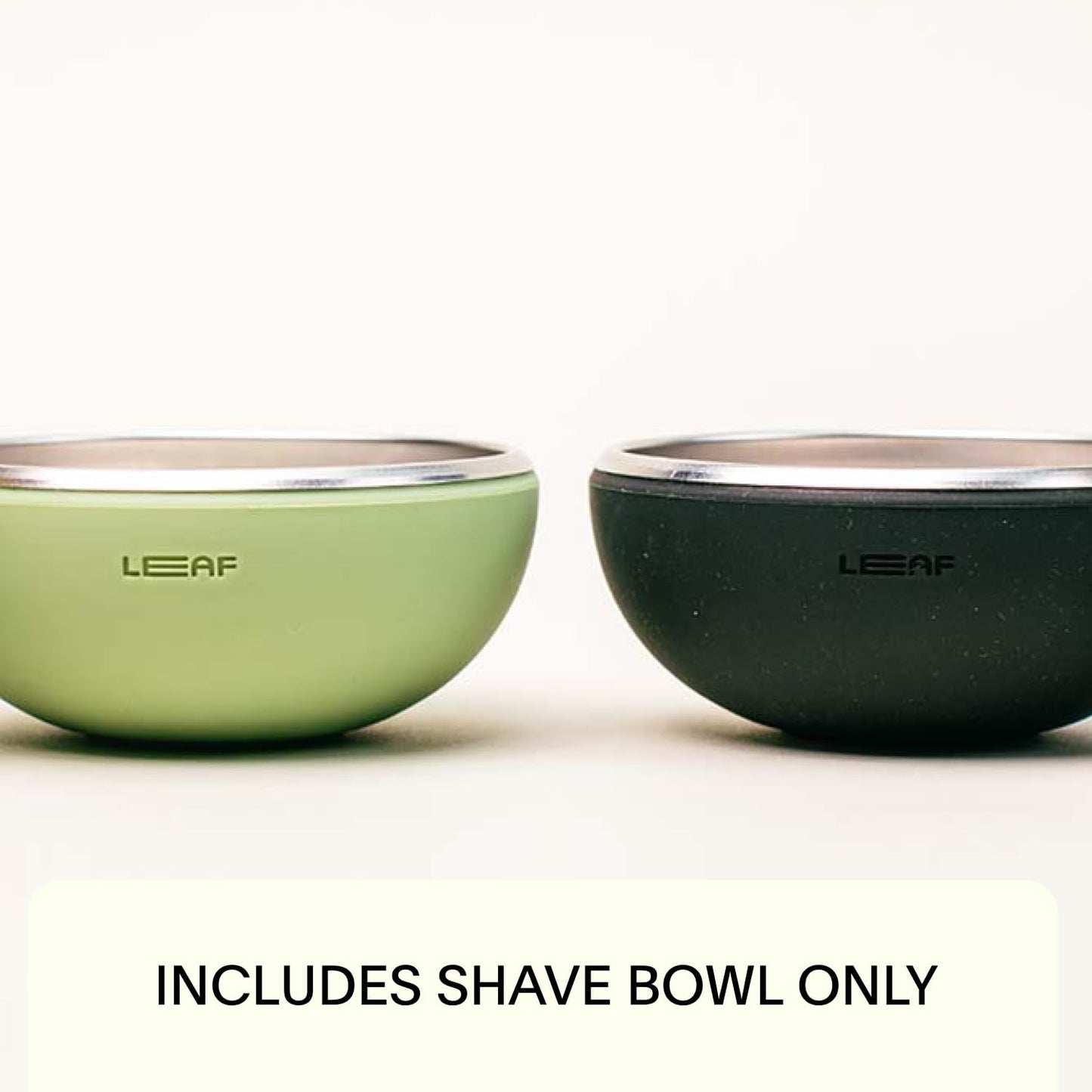 Leaf Shave | Leaf Bowl - Stainless Steel and Silicone Grooming Bowl Compatible with Brush Sets, Soap Bars and Refills for Lathering - Black
