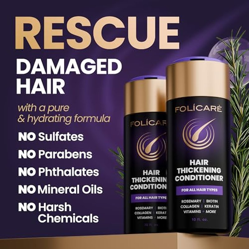 Biotin & Rosemary Thickening Conditioner ? Hair Growth & Volume for Thinning, Damaged or Curly Hair ? Deep Moisturizing, Split End Repair & Nourishing Care for Men & Women.