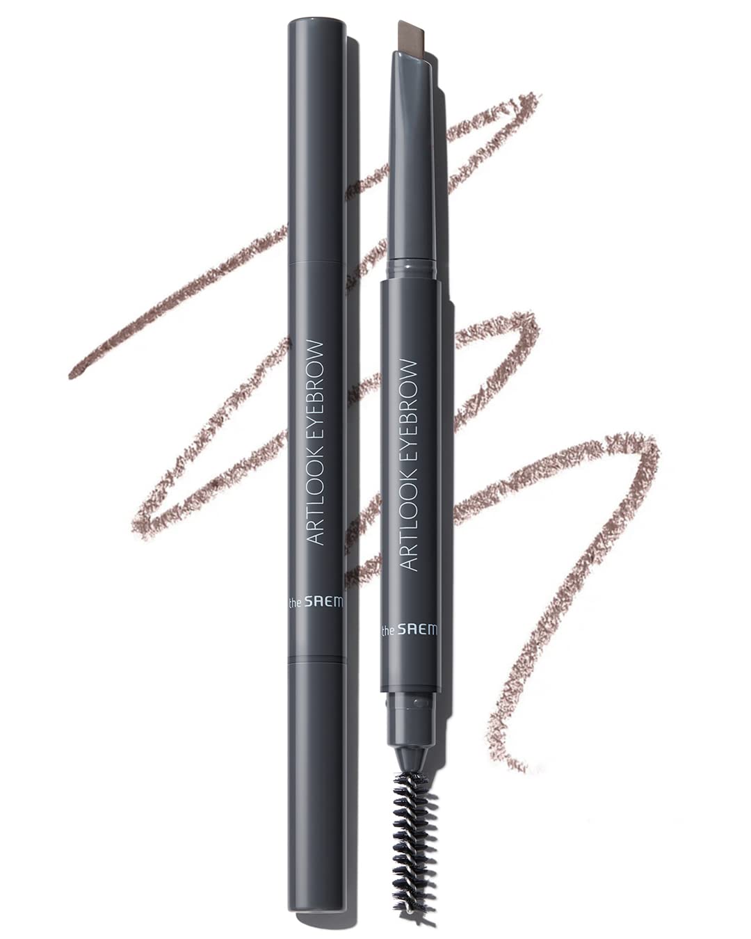 THESAEM Artlook Eyebrow Definer Pencil with Spoolie Brush 05 Natural Brown – Long Lasting Eyebrow for Soft Textured Eyebrow Makeup with Vitamin E - Triangular Pencil