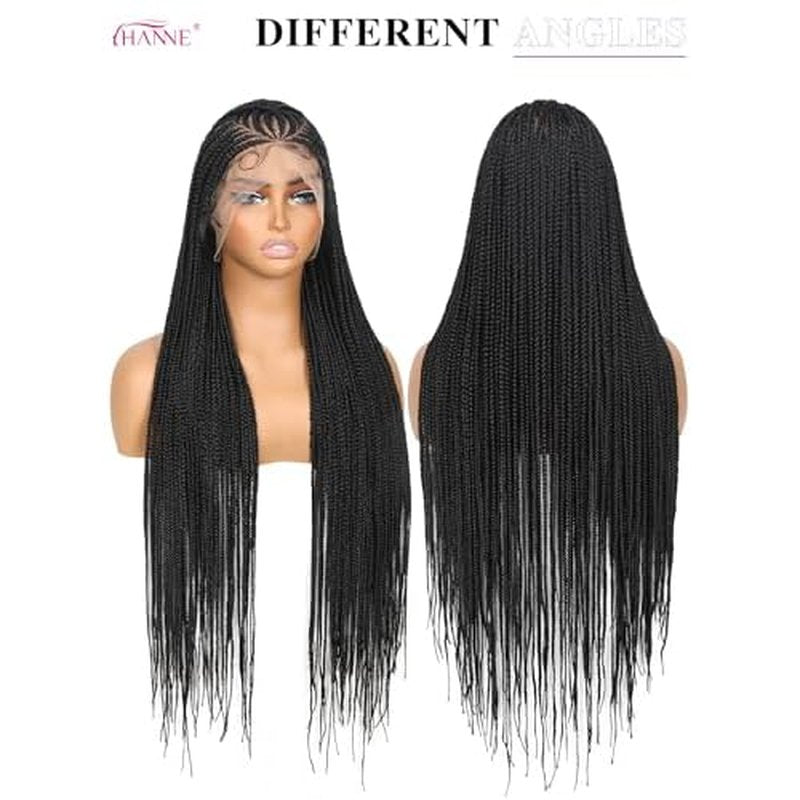 HANNE Full Lace Braided Wigs for Black Women Knotless Braided Wigs with Baby Hair 100% Handmade HD Lace Synthetic Box Braid Wig £¨32¡¯¡¯£©