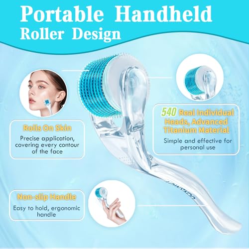 Derma Roller - TUMAKOU Microneedle Roller for Face Scalp Hair - Beard Roller for Women and Men
