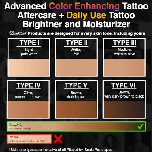 BLACK INK Advanced Color Enhancing Tattoo Aftercare + Daily Use Tattoo Brightener & Moisturizer Cream for All Skin Tones & Ink Colors ? Organic & Vegan All-Natural Care Tattoo Lotion ? Made in the USA