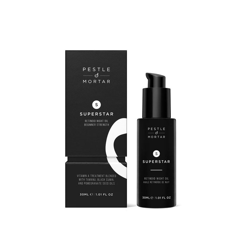 Pestle & Mortar Superstar 2% Retinoid Night Oil, Overnight Face Serum, Anti Aging, Reduces Wrinkles & Fine Lines with Vitamin E, Vitamin C and organic oil 1 Fl Oz