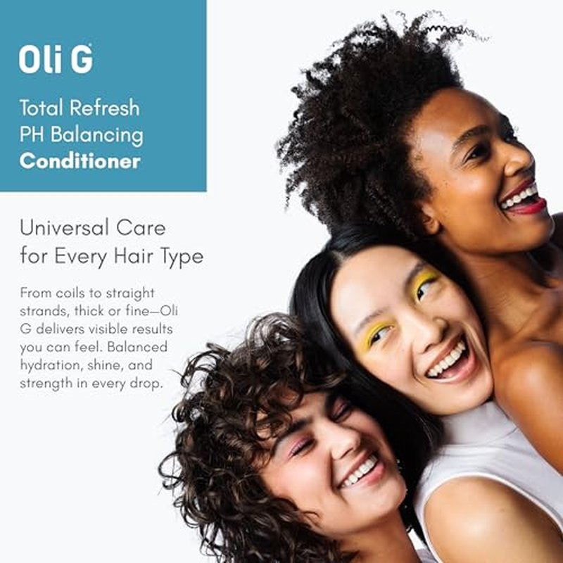 Oli G Total Refresh pH Balancing Hair Conditioner ? Lightweight Daily Conditioner for All Hair Types ? With Marula Oil, Shea Butter, Botanical Proteins ? Detangles, Softens & Smooths ? 10 fl oz