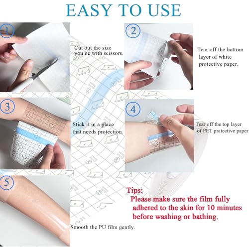 ANAMPION Tattoo Aftercare Waterproof Bandages 6"x2 Yard Second Skin Bandage Tattoo Cover Up Tape for Faster Tattoo Healing Recovery and Skin Care Protection Waterproof Bandage Transparent Film