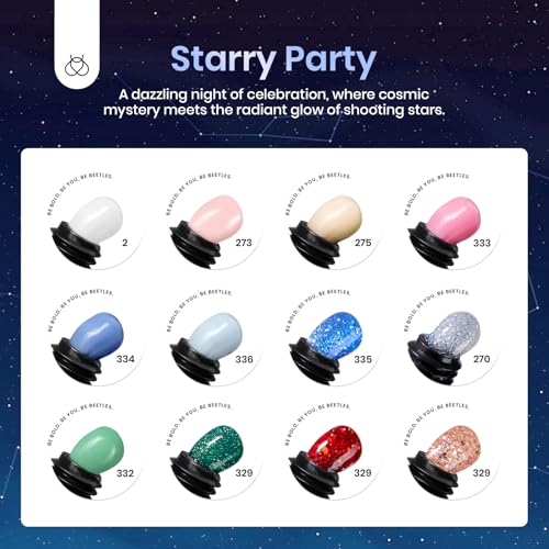 Beetles Poly Nail Gel 12 Colors Starry Party Poly Extension Set With U V Lamp Pink Glitter Builder Nail Extension Enhancement Gel Christmas Manicure DIY Home Salon Gift for Women Girls