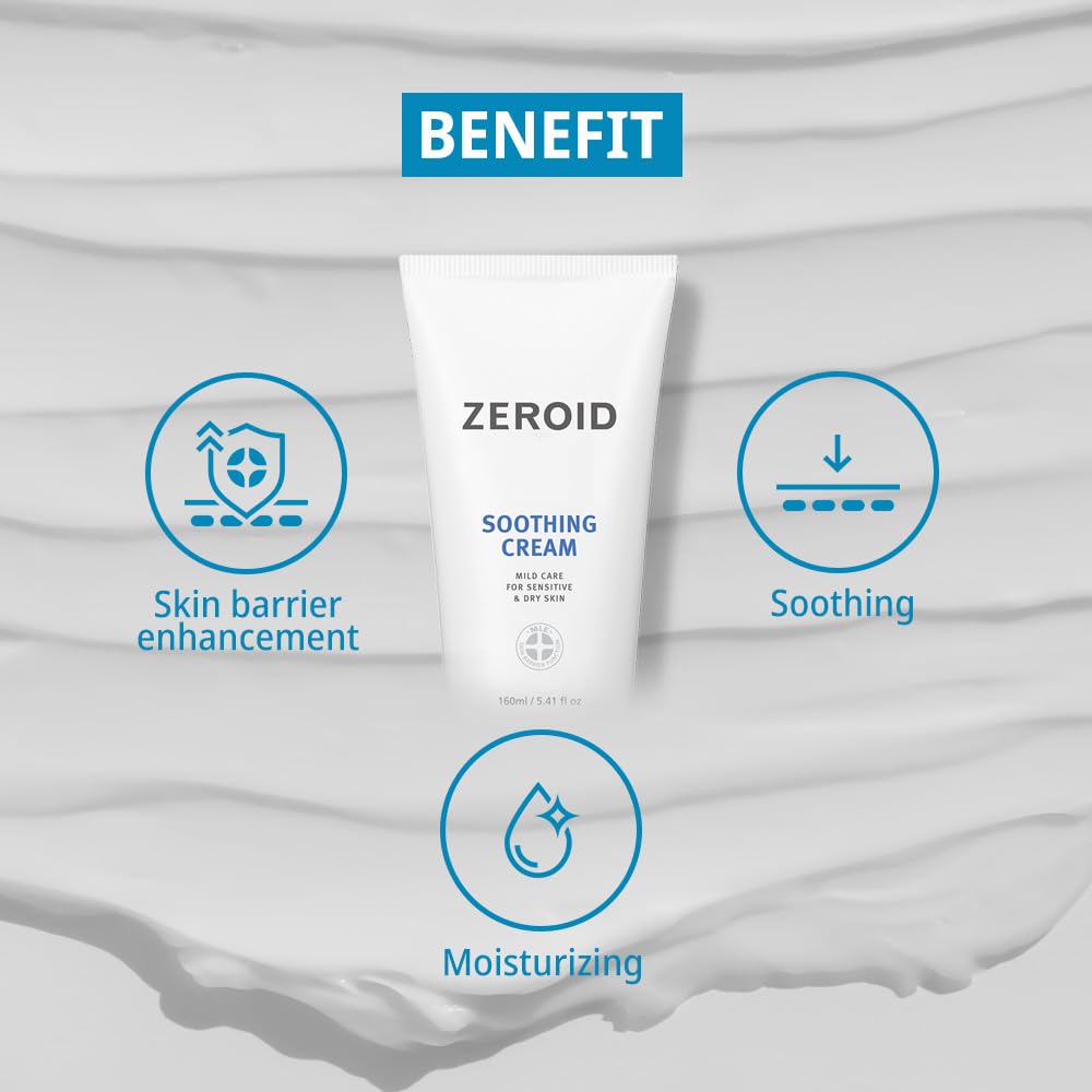 ZEROID Soothing Cream - Face Moisturizer for Sensitive Skin | Skin Barrier Repair | 2.7 fl oz (80ml)