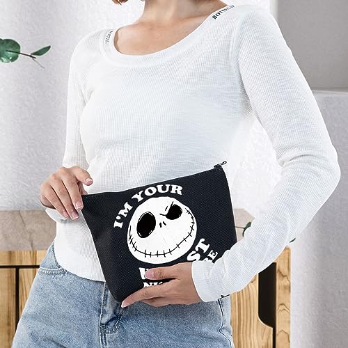 WZMPA Funny Jack Cosmetic Bag Jack Fans Gifts I'm Your Worst Nightmare Makeup Zipper Pouch Bag Horror Fairy Tales Merchandise (Worst Nightmare -BL)