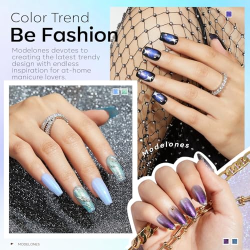 modelones Chameleon Gel Nail Polish Set- 6 Colors Winter Aurora Shimmer Glitter Gel Polish Kit Blue Green Purple Nail Gel Polish Thanksgiving Soak Off LED Nail Lamp Nail Art Gel Kit DIY Salon Gift