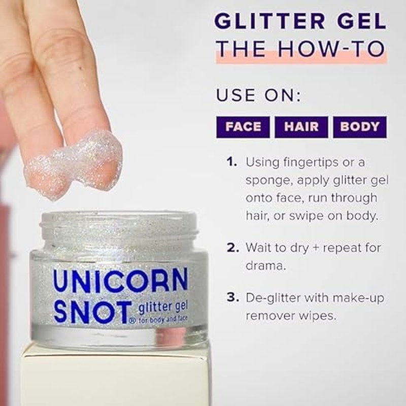 UNICORN SNOT Holographic Face Glitter & Body Glitter Gel | Holiday Glitter Makeup: Stocking Stuffers & Christmas Gift | Hair Glitter, Vegan & Cruelty-Free, 1.7 oz 3-Pack (Disco/UV/Sky)