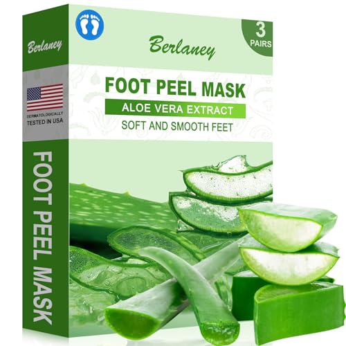Aloe Vera Foot Peeling Mask, Baby Feet Exfoliating Peel for Dead Skin Removal& Moisturizing Care, Dry Cracked Heels Relief, Softening Rough Feet Spa Socks, 3 Pairs Pack(Unisex)