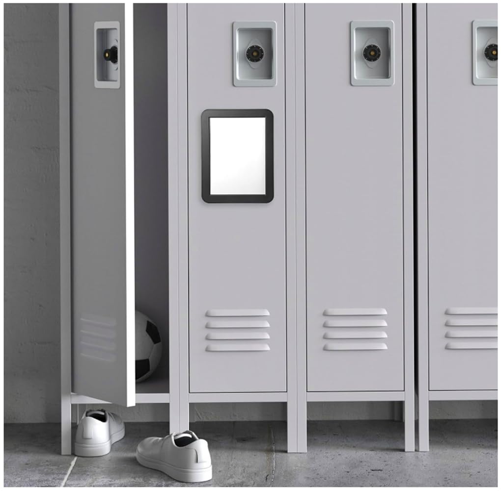 mpowtech 10 Pack Black Magnetic Locker Mirror,5" x 7" Iocker Mirror Magnetic - Small Mirrors for School Locker, Bathroom, Workshop Toolbox, Office Cabinet,Easy Install
