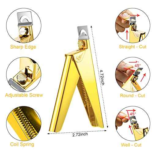 Mudder Acrylic Nail Clippers Kit False Nails Tips Cutter Professional Cuticle Trimmer Nipper Cutter Pusher Remover Stainless Steel Manicure Pedicure Art Tools Set Salon Home(Golden)