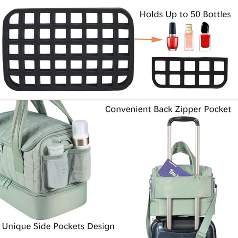 Nail Polish Organizer Case,Nail Storage Organizer Holds Nail Lamp & 50 Bottles Nail Polish,Nail Tech Travel Case,Nail Kit Organizer Bag Fits Nail Supplies & Manicure Tools,Green (Patented)