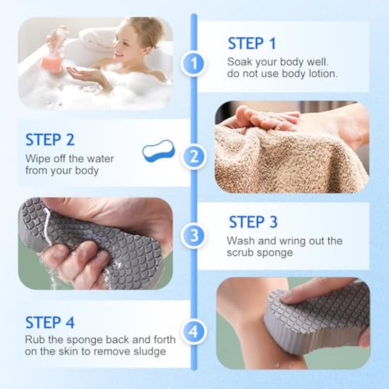 Magic Exfoliating Bath Sponge, 2025 New Super Soft Exfoliating Bath Sponge, 3D Magic Exfoliating Body Scrubber, Shower Sponges for Body Removes Dead Skin (Pink Blue)