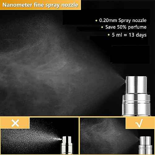 Perfume Travel Refillable Atomizer - 3-Pack 5ML Pocket Perfume Bottle, Travel Perfume Atomizer Refillable Perfume Spray Bottle, Portable Perfume Sprayer (Black & Gold & Silver)