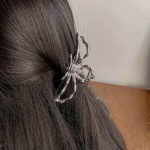 3Pca Halloween Black Hair Claw Clips For Women And Girls, Metal Spiders Web Nonslip Spooky Barrette Headband Hair,Large Spider Clips For Styling Accessories Halloween Christmas Gifts