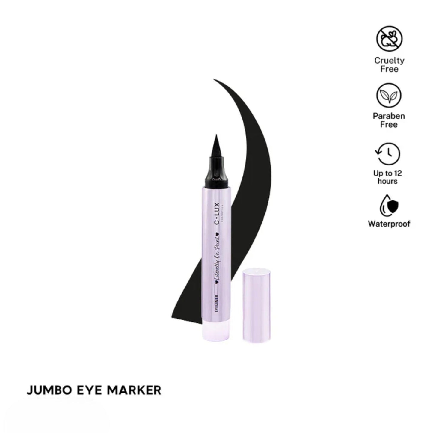 C-LUX Literally On Point Jumbo Marker Liquid Eyeliner – Waterproof Black Eyeliner Pen, Smudge Resistant, Long Lasting Up to 12H, High Pigment Felt Tip, Cruelty Free Makeup