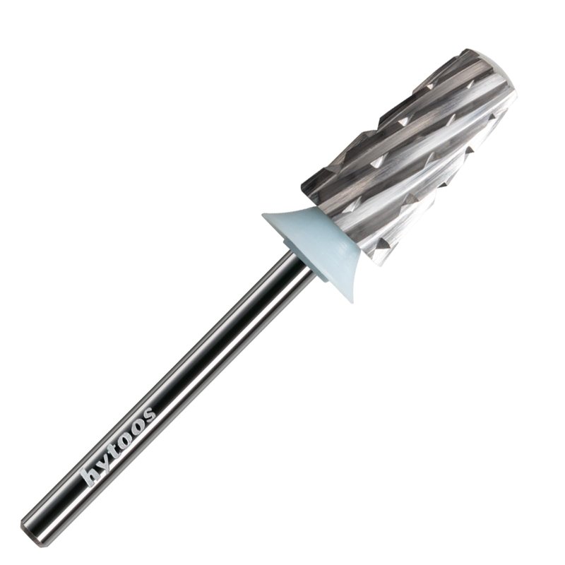 HYTOOS Safety Tapered Nail Drill Bits,4Pcs Uncoated Rounded Top Carbide Nail Bits, 3/32 Two-way Rotate, Manicure Art Accessories Gel Remover (XF,F,M,4XC)