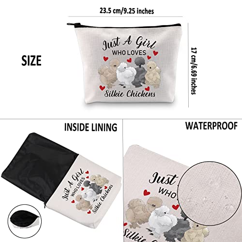 G2TUP Silkie Chicken Lover Gift Who Loves Silkie Chickens Makeup Bag Silkie Chicken Owner Cosmetic Bag Crazy Chicken Lady Zipper Travel Bag (Who Loves Silkie Chickens White Bag)