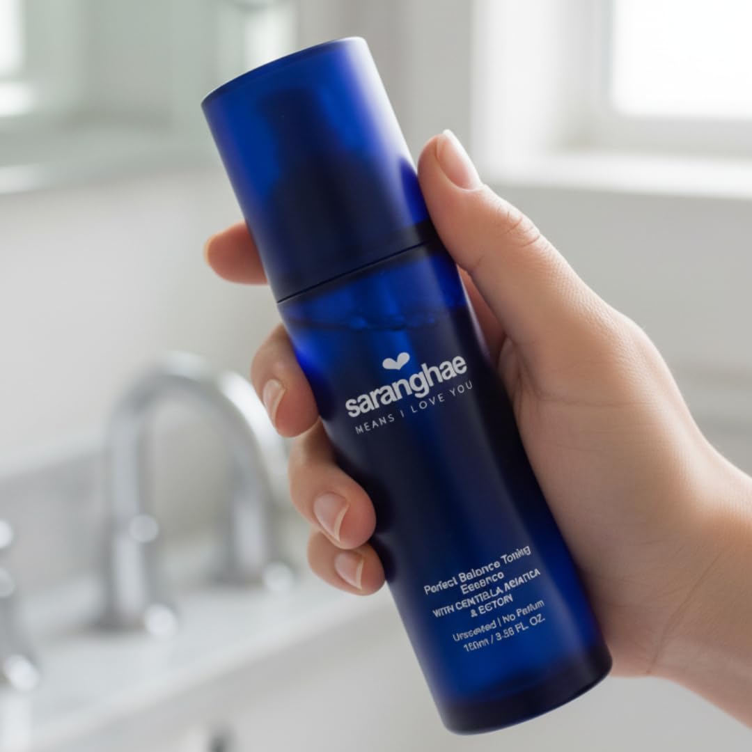Saranghae Perfect Balance Toning Essence with Centella Asiatica & Ectoin Hydrating pH-Balancing Face Toner Essence with Niacinamide & Hyaluronic Acid Pore Refining Unscented For All Skin Types 3.38 oz