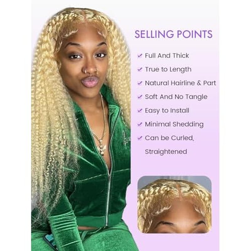 613 13x6 Lace Front Wig Human Hair 20 Inch Blonde Wig Human Hair 613 Deep Wave HD Lace Front Wigs 200% Density Pre Plucked With Baby Hair for Women
