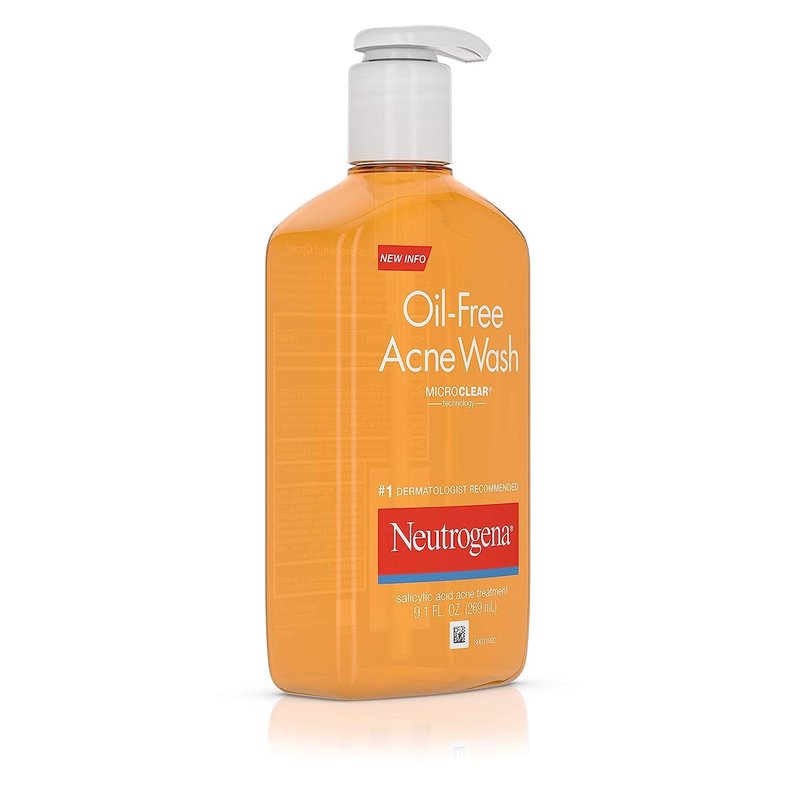 Neutrogena Oil-Free Acne Wash, Acne Fighting Facial Cleanser with Salicylic Acid Medicine, Acne Treatment for Face, Non-Comedogenic, Residue-Free, 9.1 fl oz Pump Bottles, 3 Pack