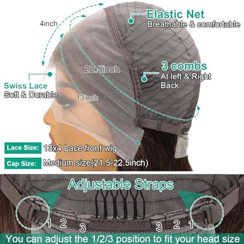 Brown Front Bob Wig Human Hair 13x4 HD Lace Front Wig 100% Unprocessed Brazilian Virgin Human Hair #4 Bob Wigs Pre Plucked Natural Hairline with Baby Hair Brown Color Bob for Women(8")