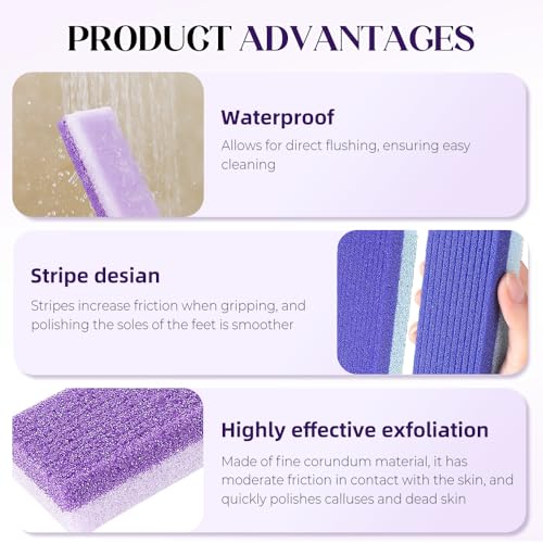 Foot Pumice Stone with Stripes to Increase Friction, 2025 Upgraded Professional Pedicure Foot Pumice Stone for Feet Hard Skin Callus Remover and Scrubber, Durable Exfoliating Stone for Spa Pedicure