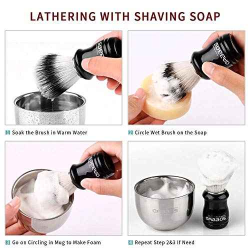 Anbbas Synthetic Badger Hair Shaving Brush,Stainless Steel Shaving Stand and Bowl,Goat Milk Shaving Soap 100g for Men Wet Shave Kit