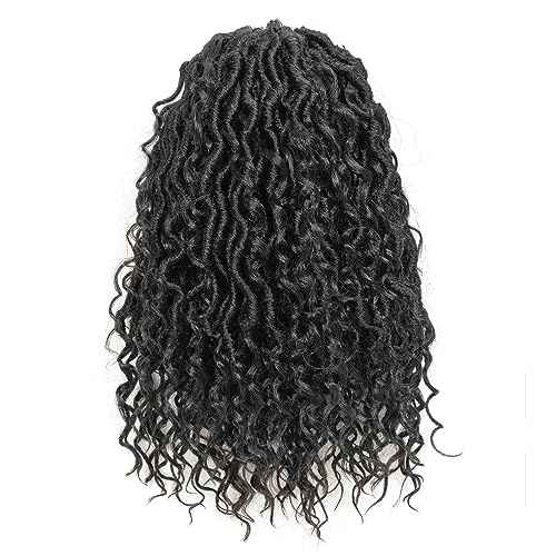 ToyoTress Boho Faux Locs Crochet Hair - 14 Inch 8 Packs Natural Black Bohemian Locs Crochet Hair With Curly Ends for Black Women, Short Pre-looped Synthetic Braiding Hair Extensions£¨14 Inch, 1B-8P)